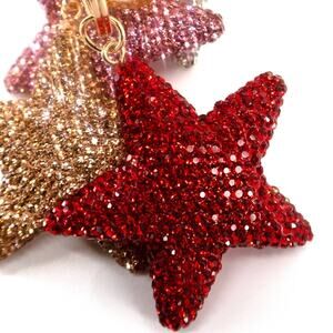 Bling Crystal Rhinestone Star Keychain Bag Charm Red